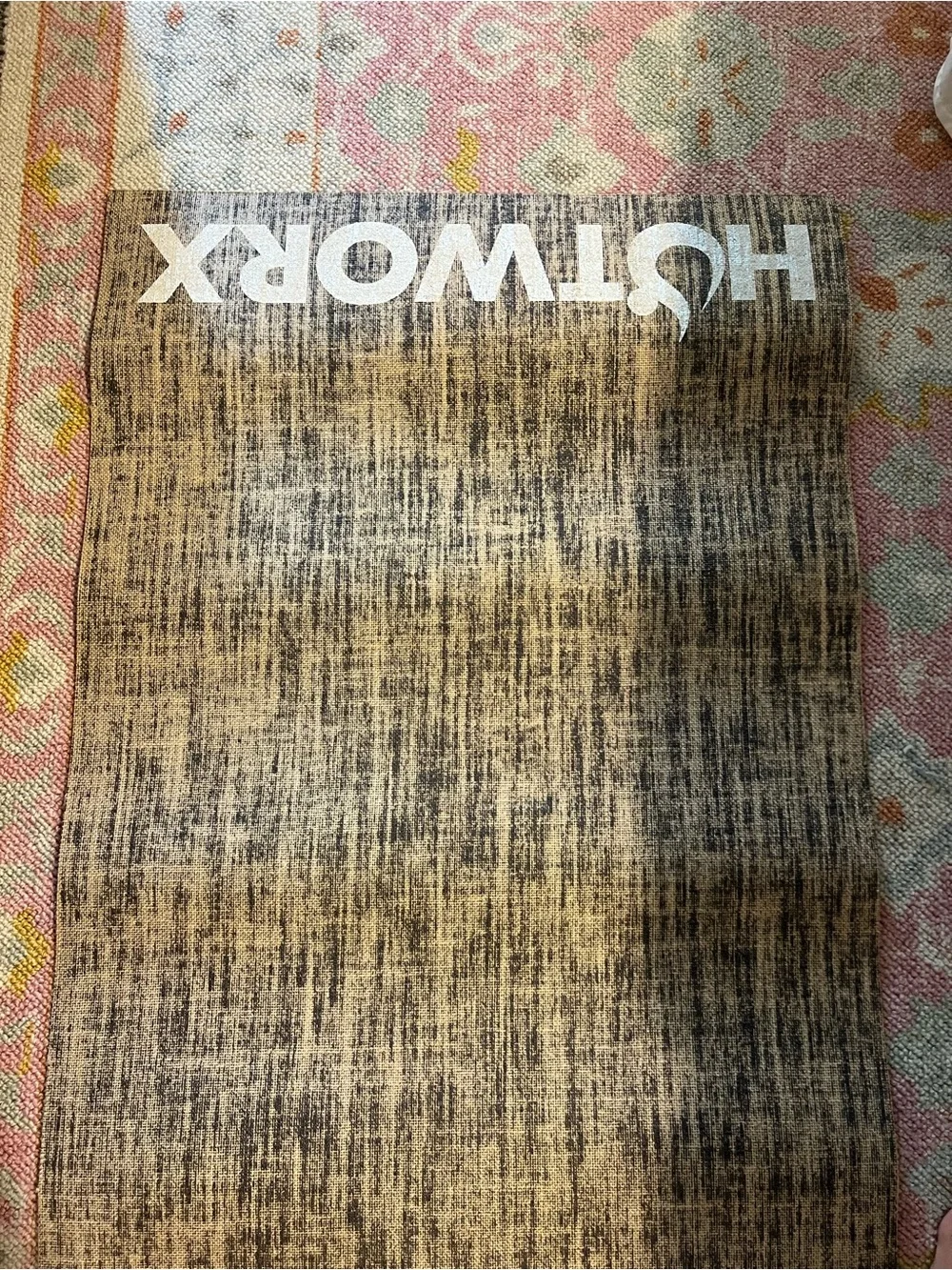 Hotworx Branded Gray-Beige Yoga Mat and Grippy Towel